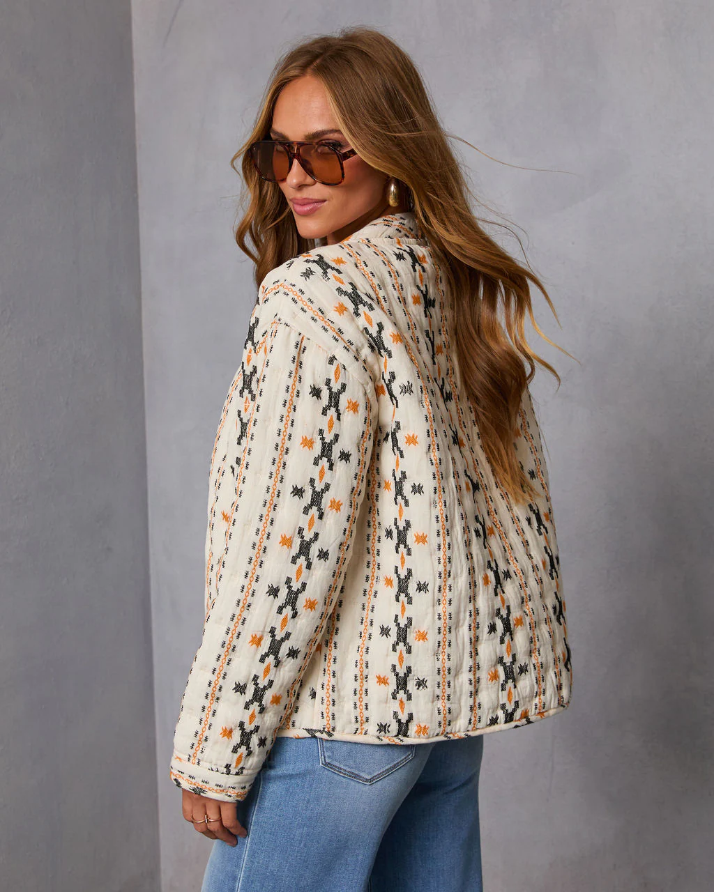 Sadena Printed Abstract Quilted Jacket - Image 4