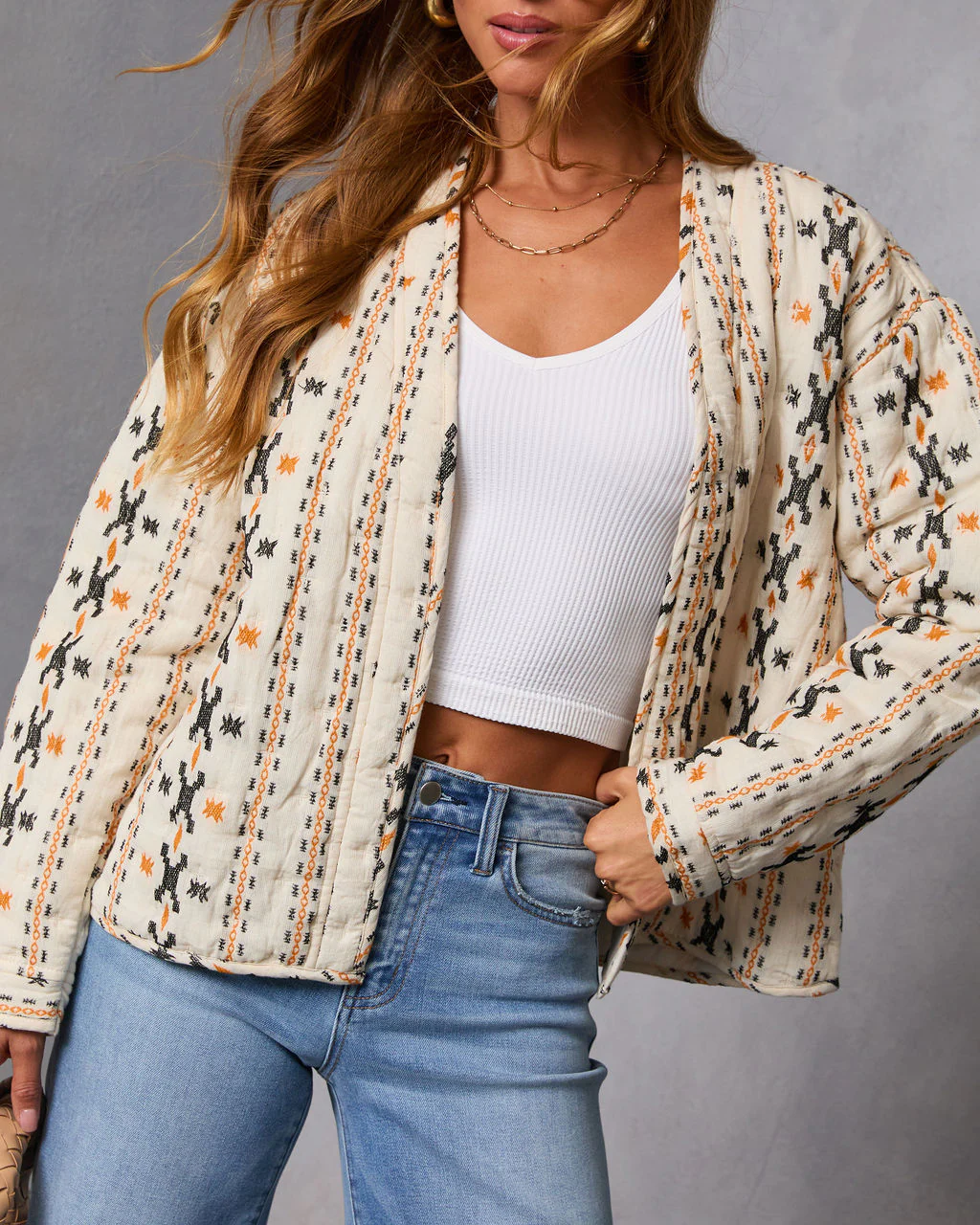 Sadena Printed Abstract Quilted Jacket - Image 5