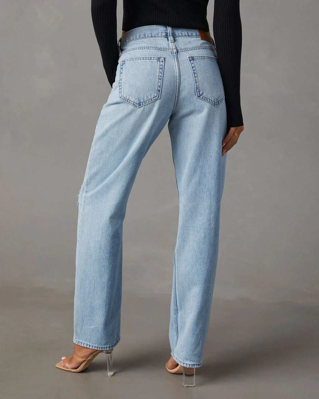 Sadine Distressed High Rise Straight Jeans - Image 4