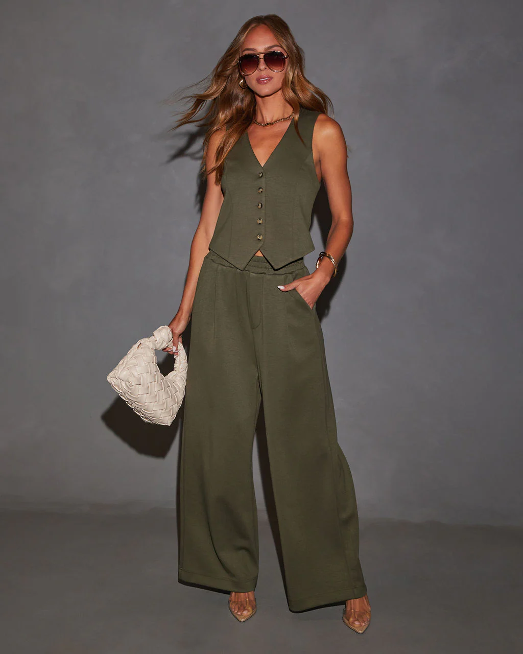 Sage Sleeveless Button Down Vest - Image 11