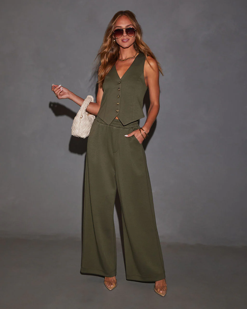 Sage Sleeveless Button Down Vest - Image 12