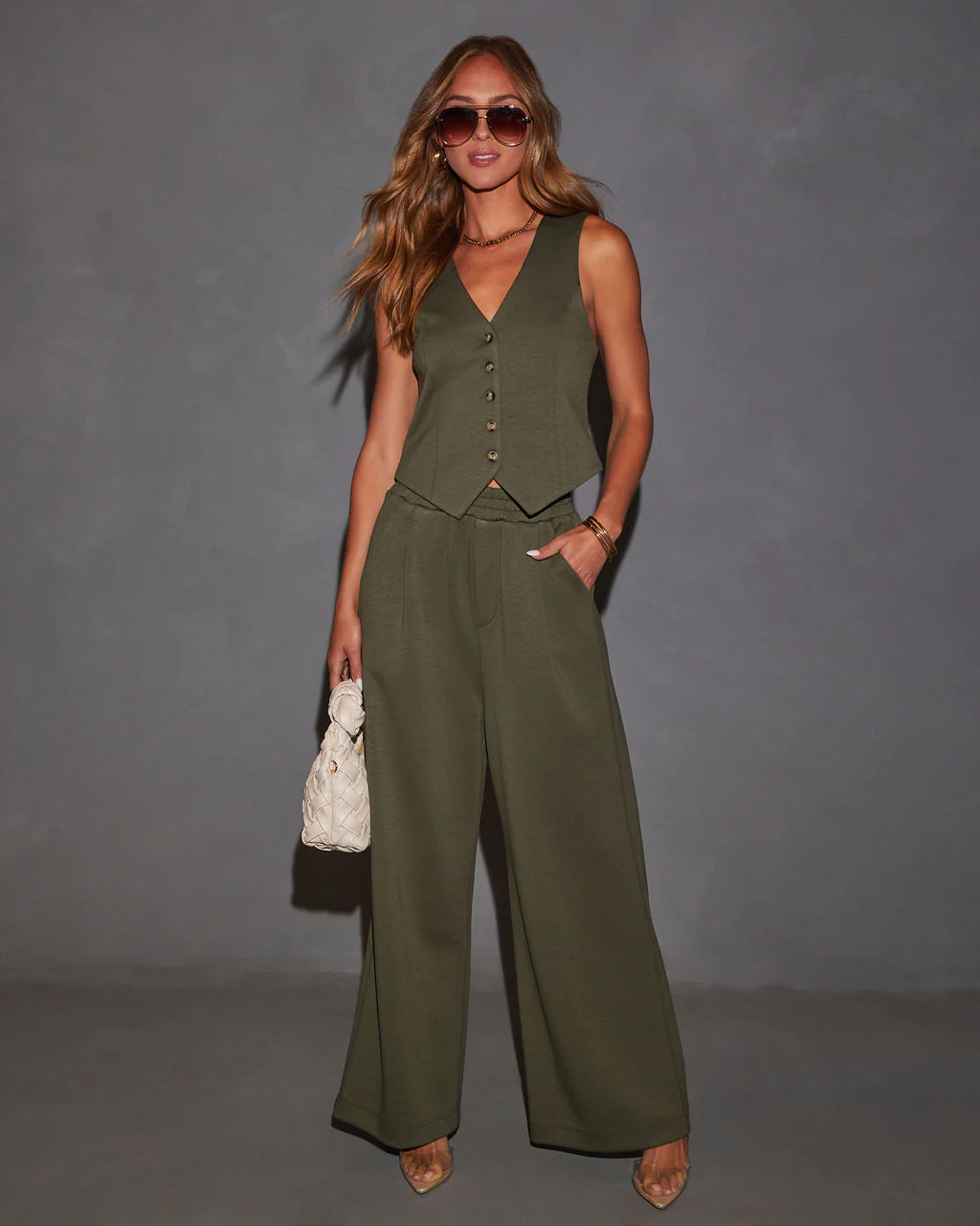 Sage Sleeveless Button Down Vest - Image 8