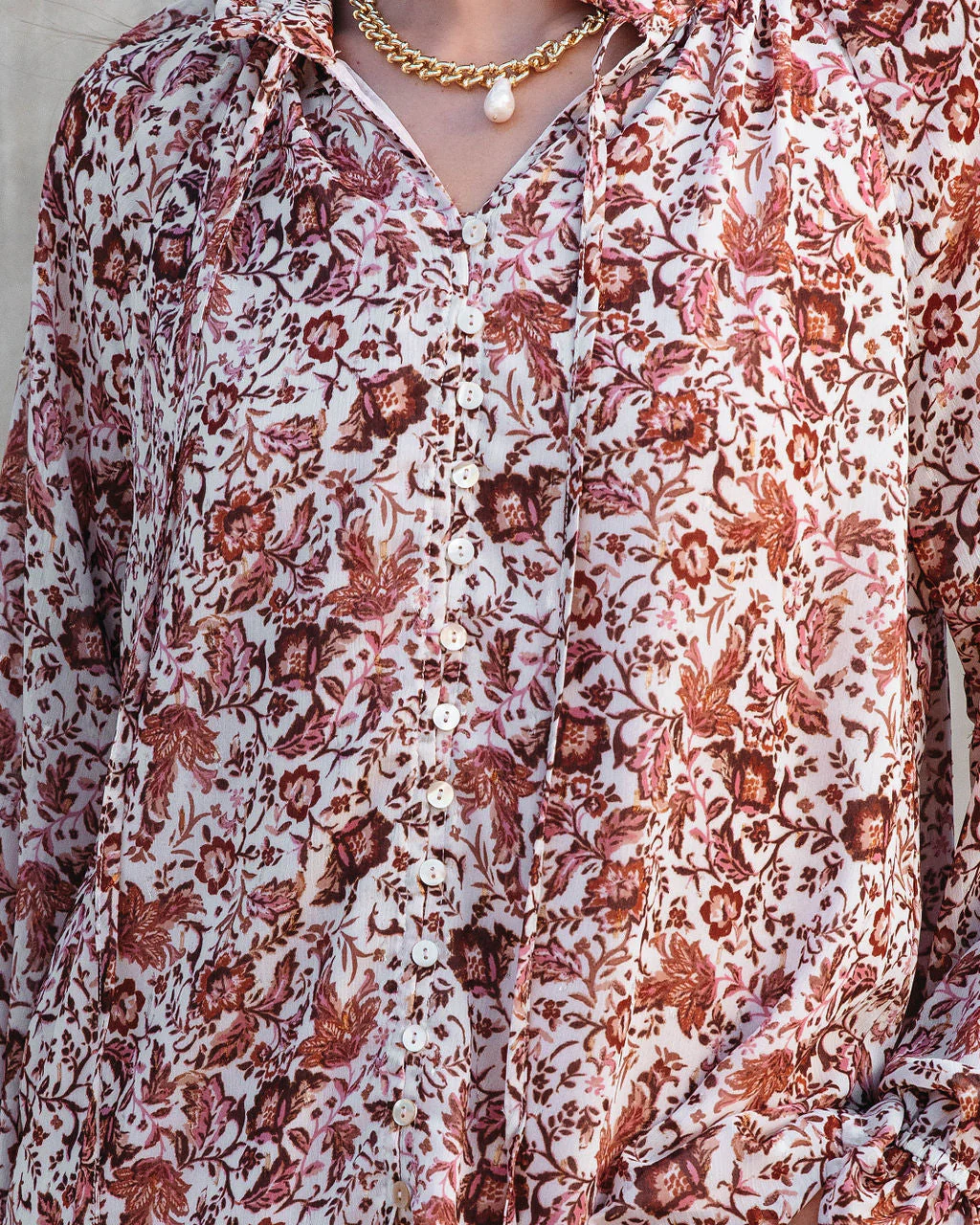 Sahara Printed Ruffle Long Sleeve Top - Image 2