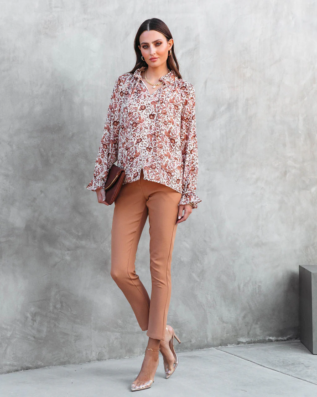 Sahara Printed Ruffle Long Sleeve Top - Image 3
