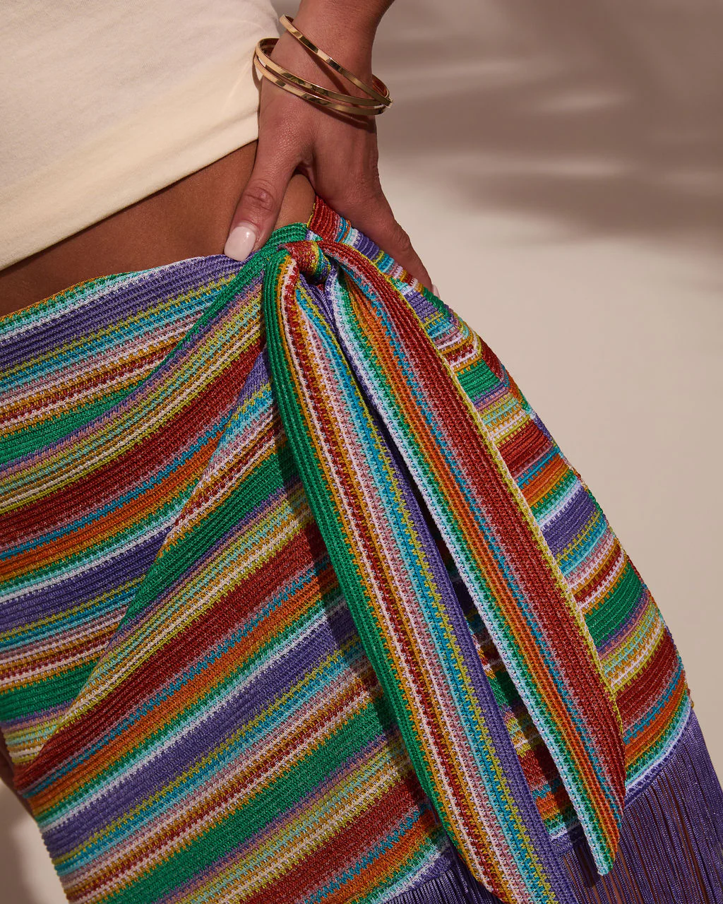 Salma Stripe Fringe Hem Mini Skirt - Image 12