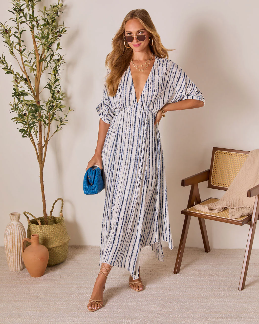 Salt Sky Plunging Neckline Maxi Dress - Image 3