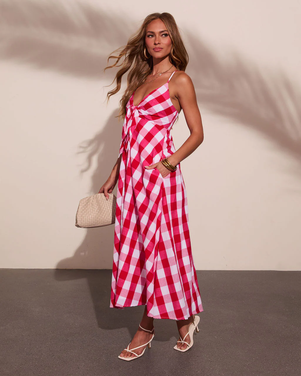 Saltwater Darling Cotton Gingham Print Maxi Dress - Image 3