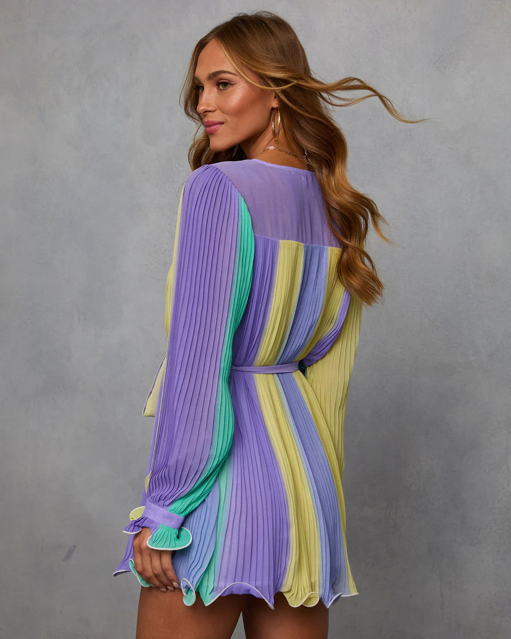 Samarie Pleated Colorblock Mini Dress - Image 4