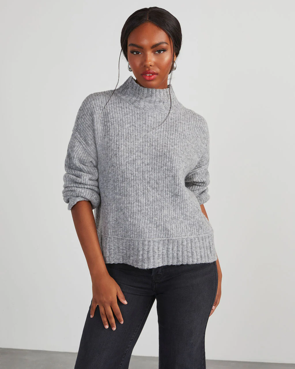 Same Energy Marled Mock Neck Sweater - Image 6