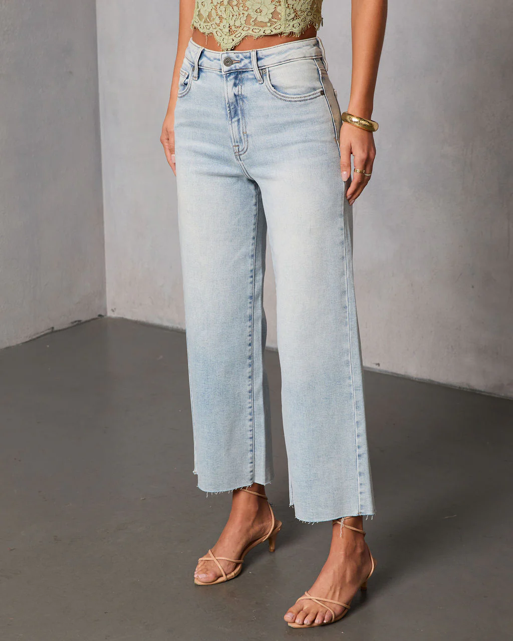 San Gabriel Super Stretch High Rise Cropped Wide Leg Jeans - Image 3
