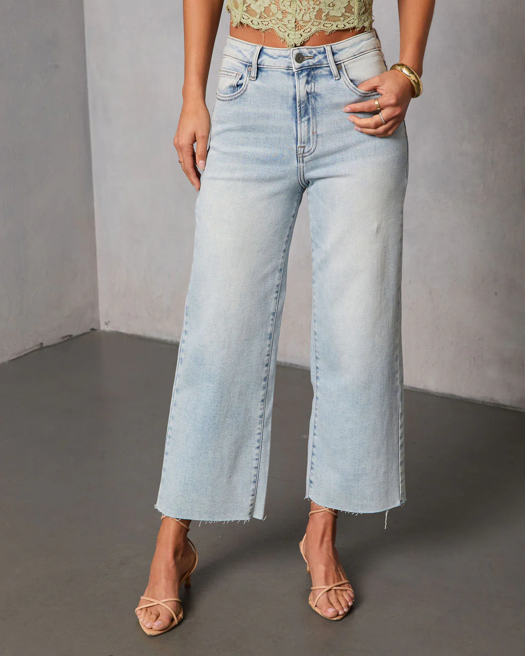 San Gabriel Super Stretch High Rise Cropped Wide Leg Jeans - Image 5