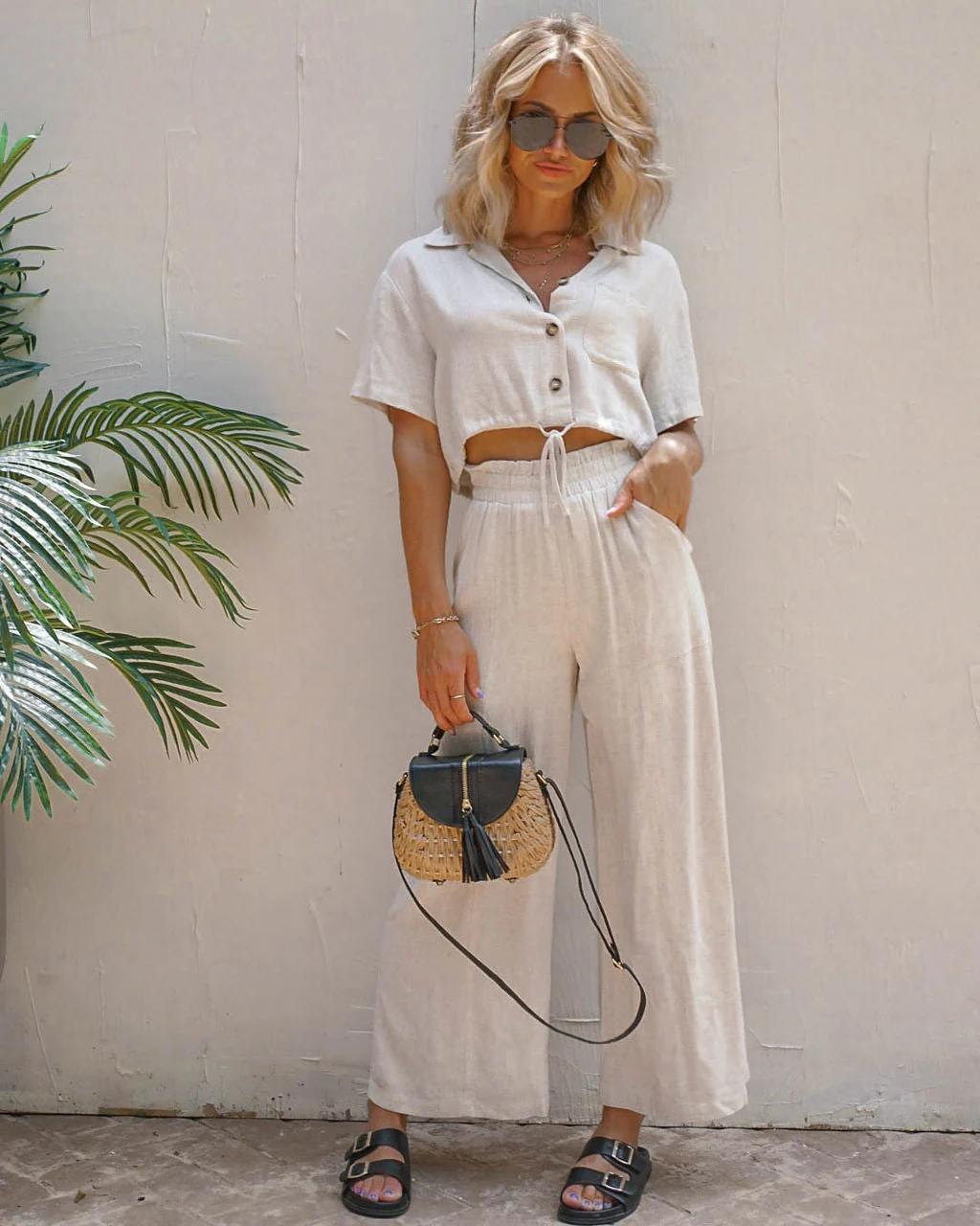Sandbar Strolls Button Down Crop Top - Image 3