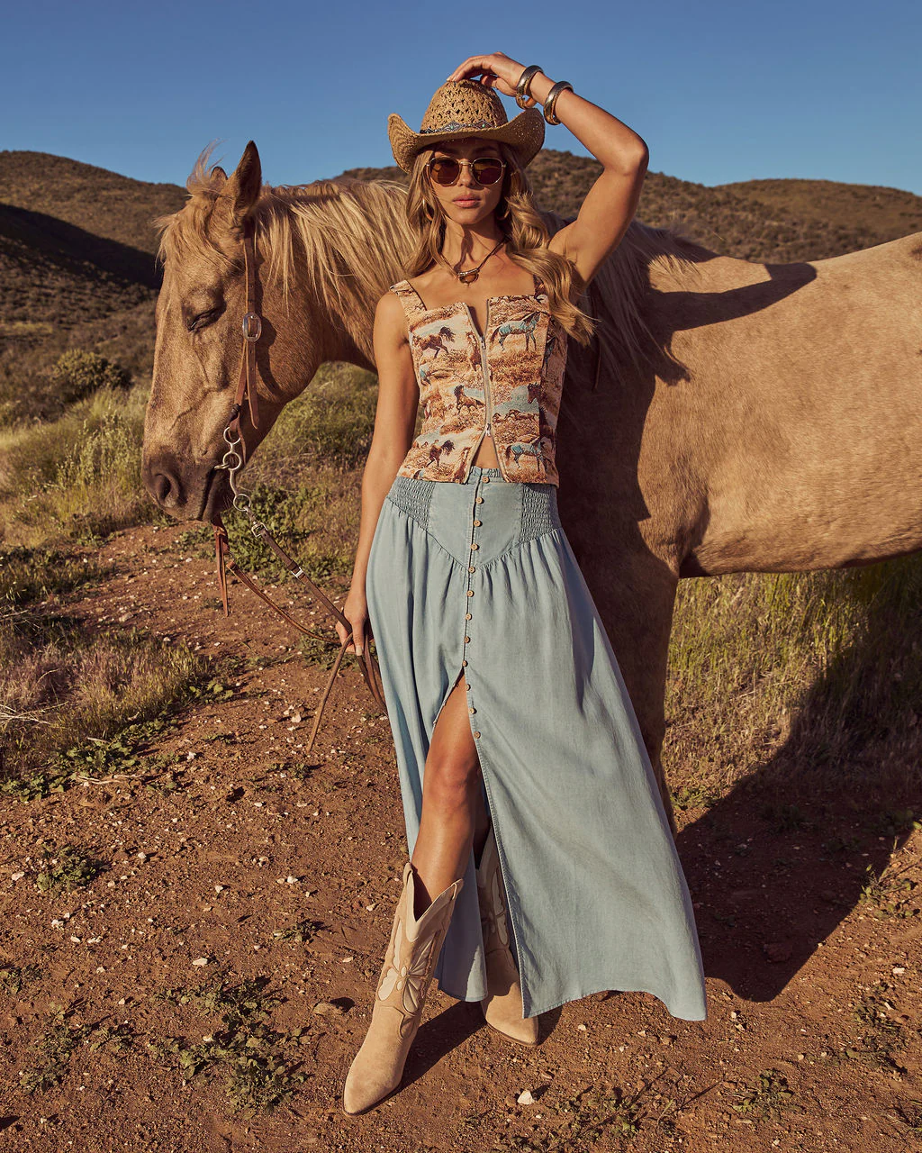 Briena Chambray Maxi Skirt - Image 11