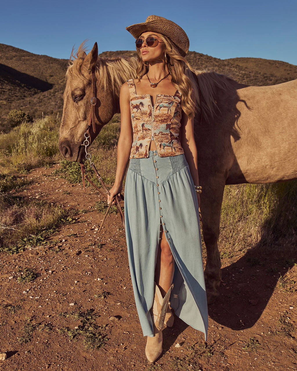 Briena Chambray Maxi Skirt - Image 7