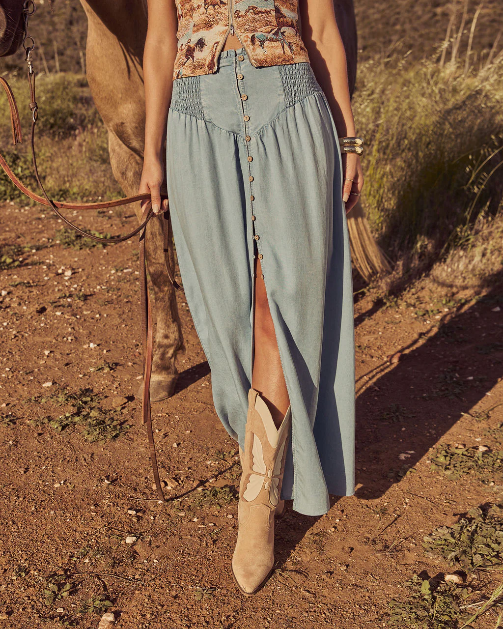 Briena Chambray Maxi Skirt - Image 8