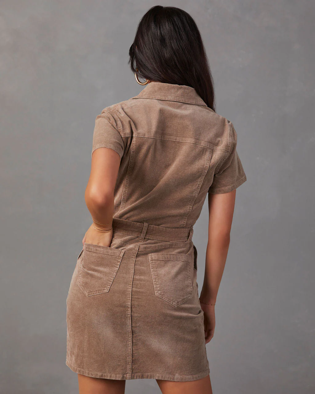 Sandie Corduroy Zip Up Mini Dress - Image 4