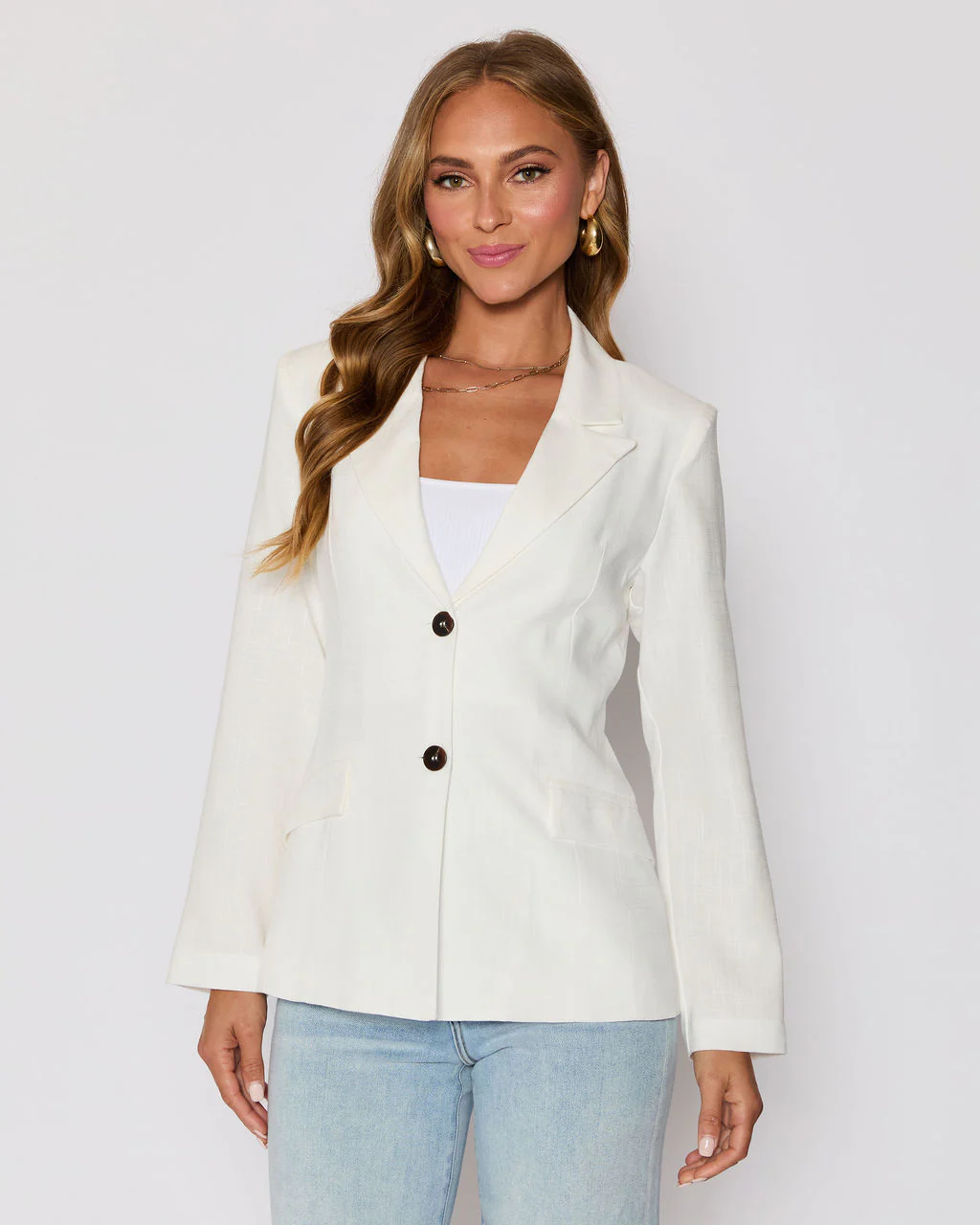 Sandy Linen Pocketed Blazer - Image 2