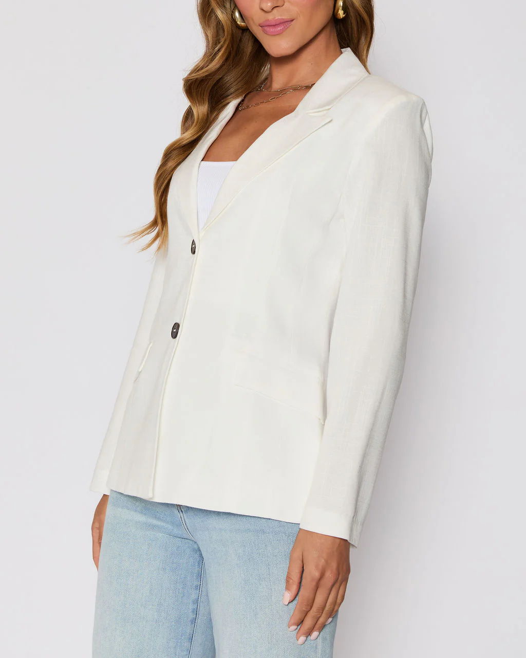 Sandy Linen Pocketed Blazer - Image 3