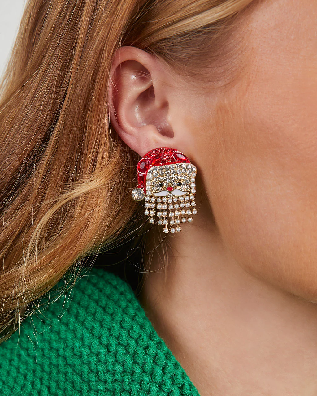 Santa Claus Rhinestone Earrings - Image 4