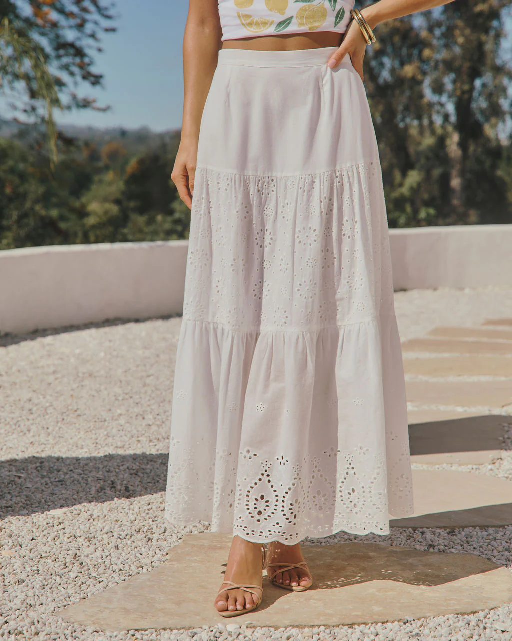 Santorini Breeze Eyelet Maxi Skirt - Image 2