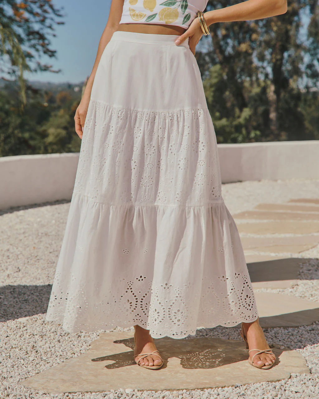 Santorini Breeze Eyelet Maxi Skirt - Image 3