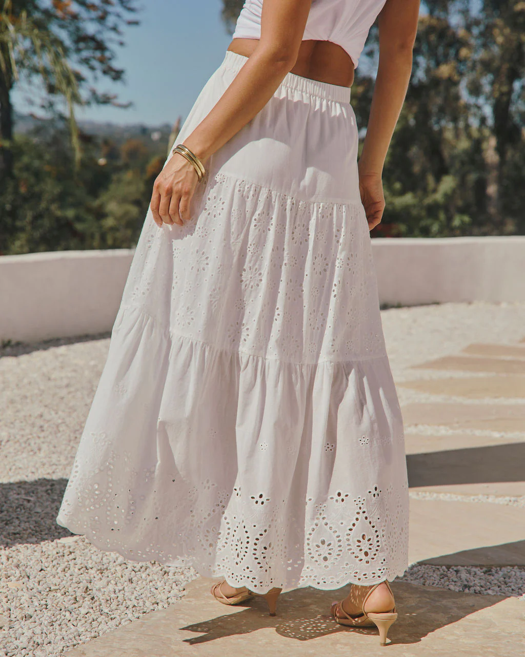 Santorini Breeze Eyelet Maxi Skirt - Image 4