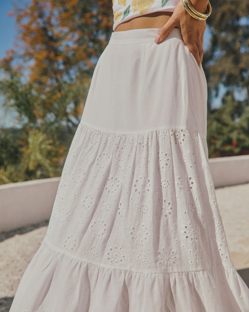Santorini Breeze Eyelet Maxi Skirt - Image 6
