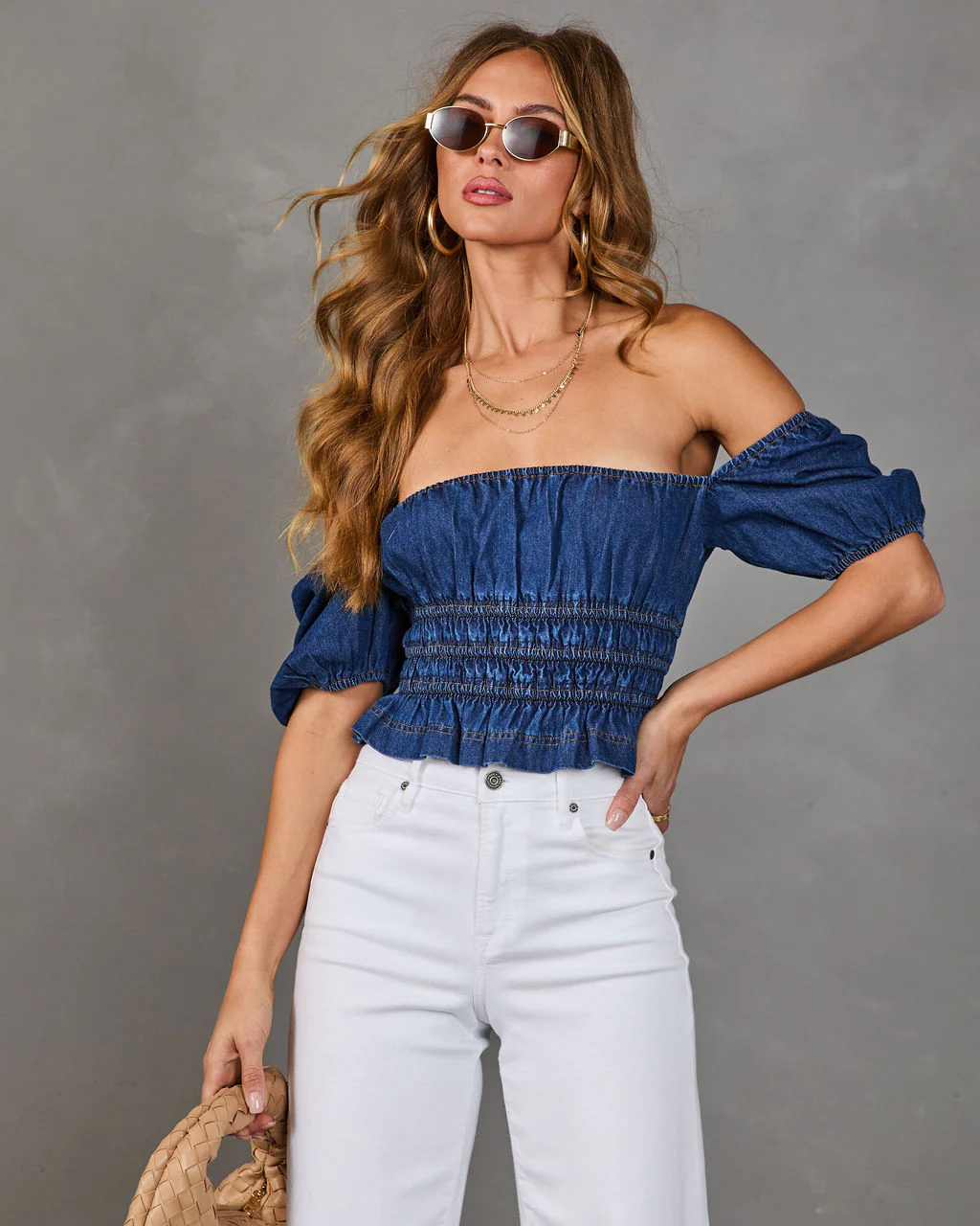 Saray Smocked Denim Top - Image 6