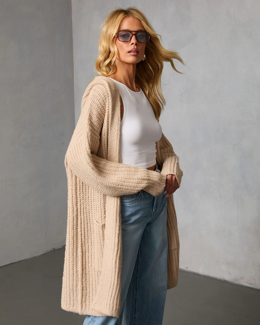 Saville Hooded Ribbed Knit Cardigan - Image 3