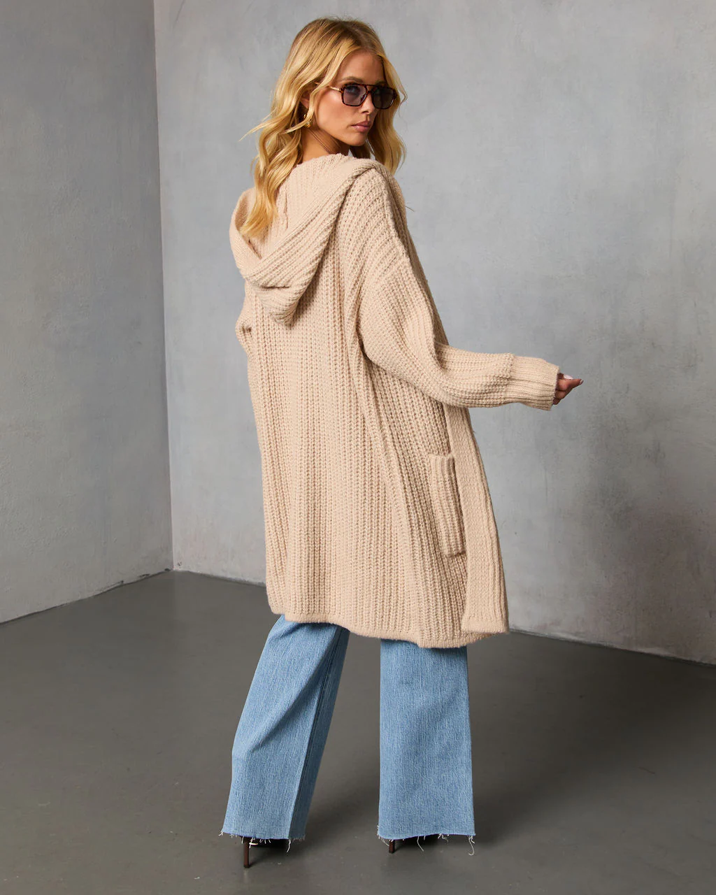 Saville Hooded Ribbed Knit Cardigan - Image 4