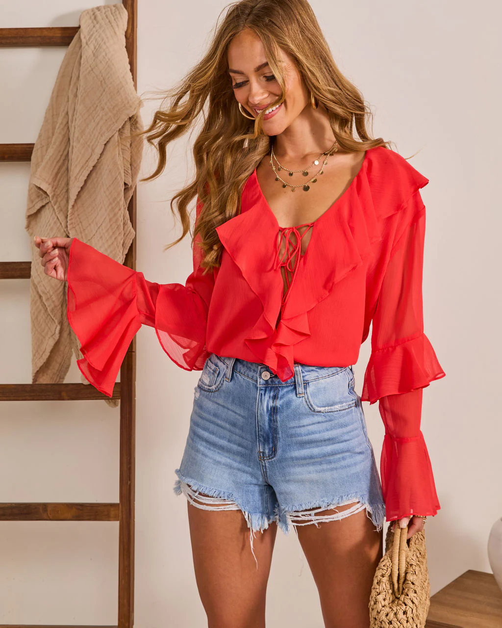 Sculpted Daydream Ruffle Chiffon Blouse - Image 12