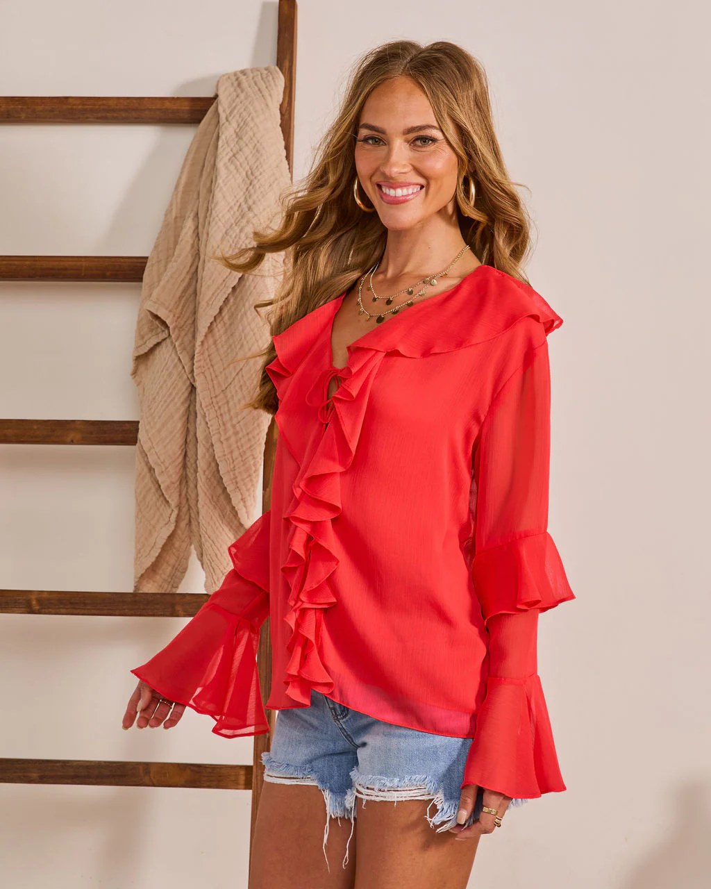 Sculpted Daydream Ruffle Chiffon Blouse - Image 9
