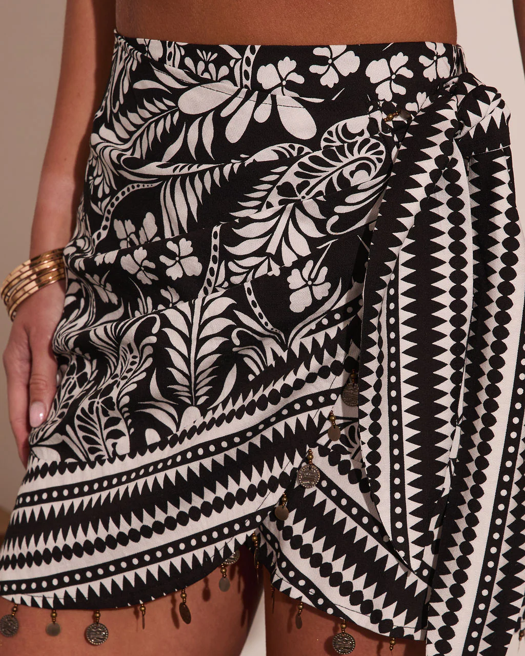Seaside Blossom Floral Wrap Mini Skirt - Image 6
