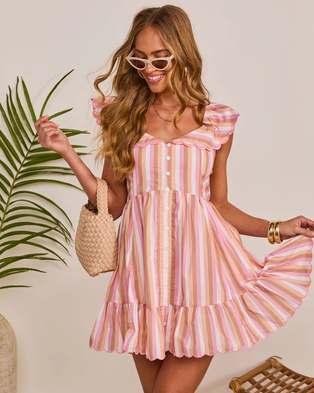 Seaside Pier Ruffle Striped Mini Dress - Image 6