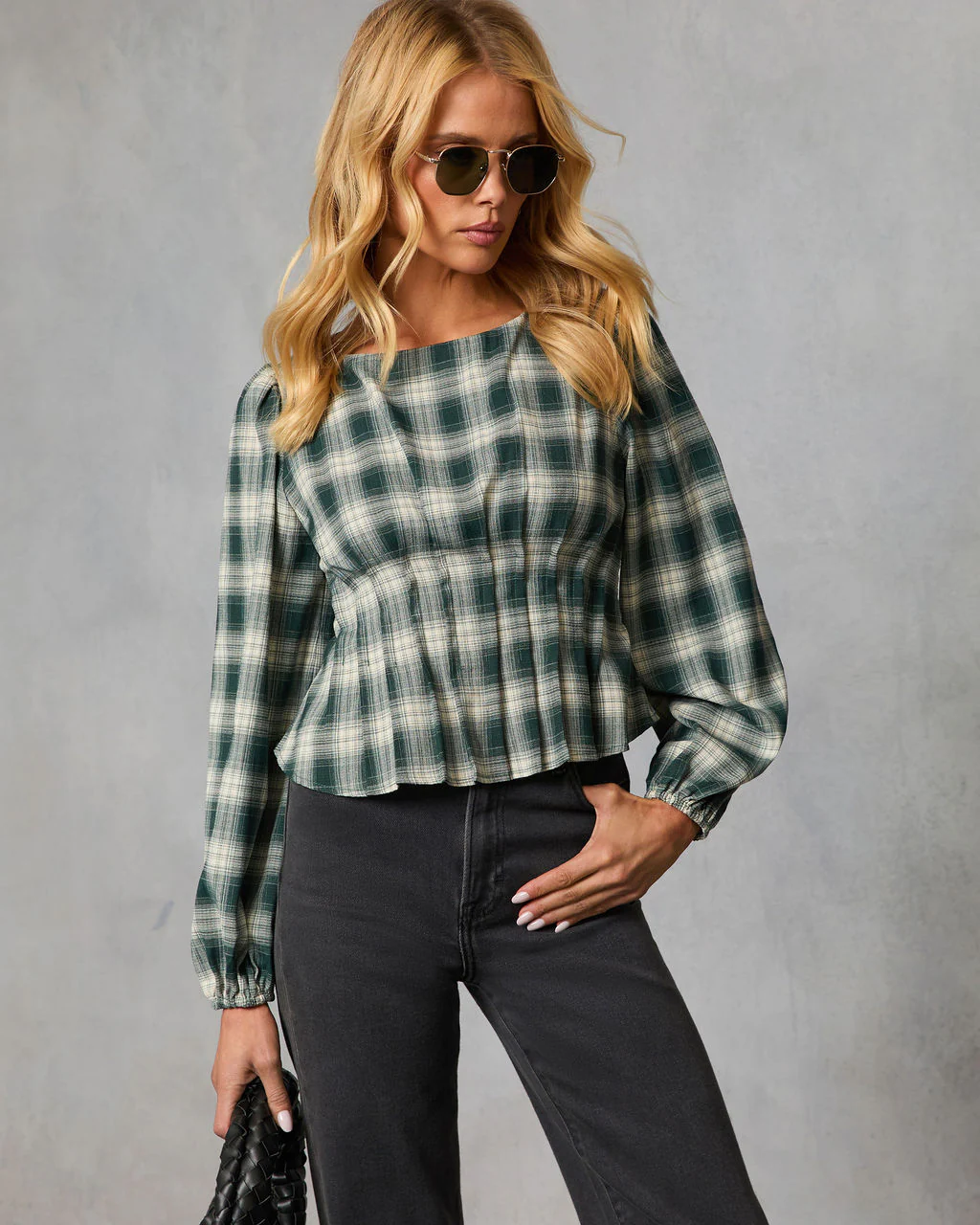 Seasoned Whimsy Plaid Peasant Top - Image 3