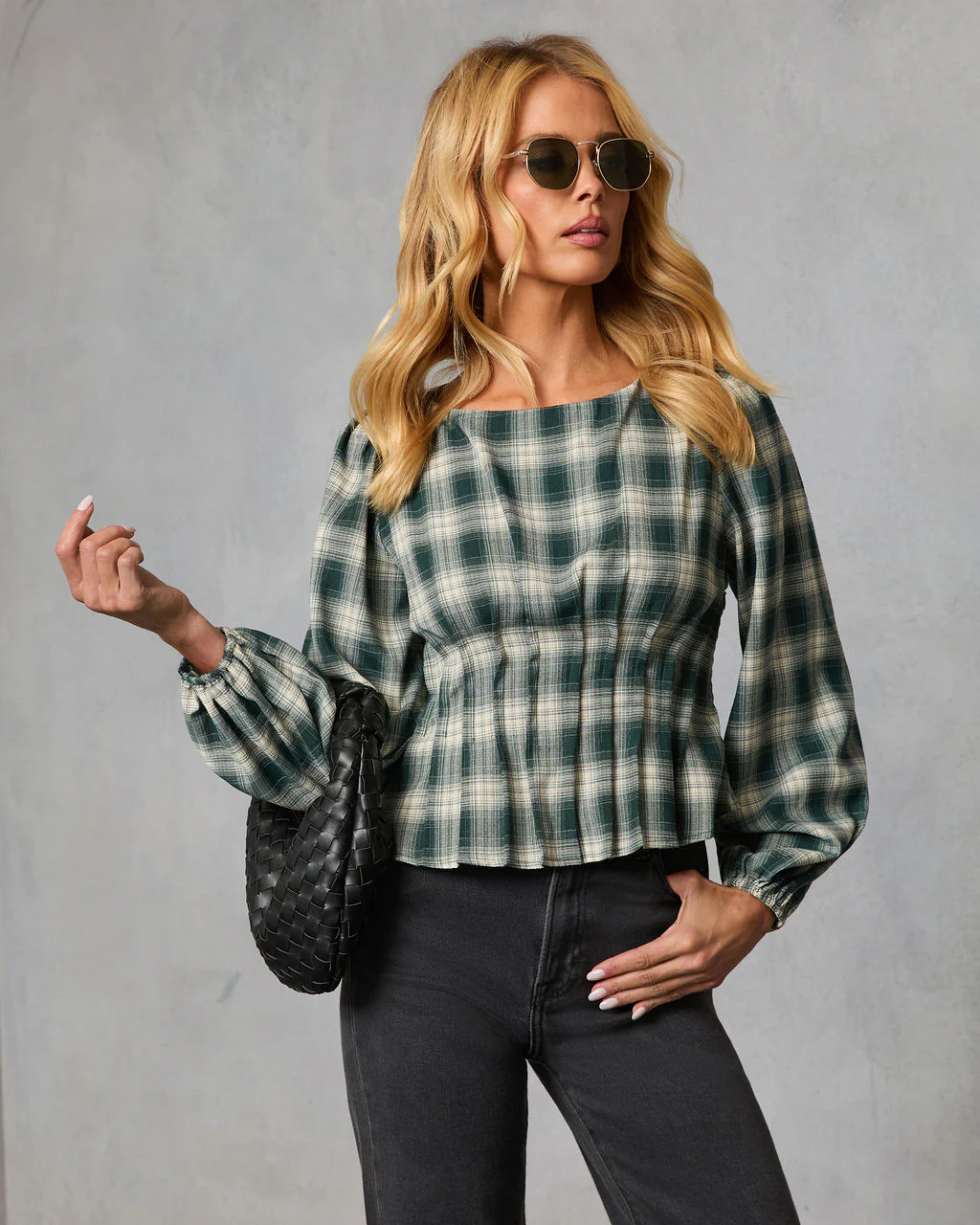 Seasoned Whimsy Plaid Peasant Top - Image 4