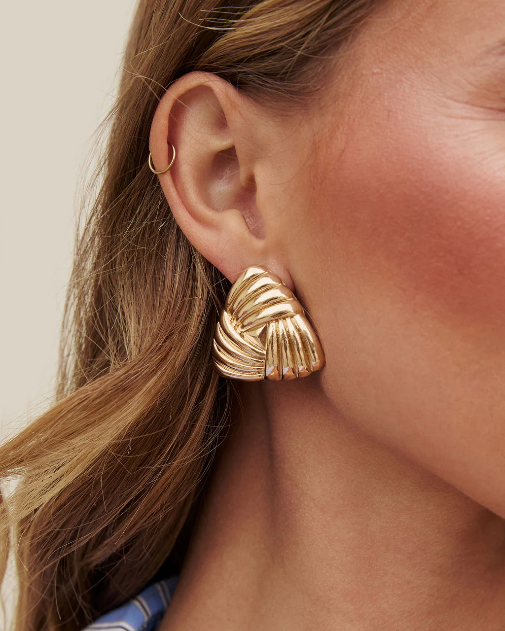 Selah Textured Triangle Stud Earrings - Image 2