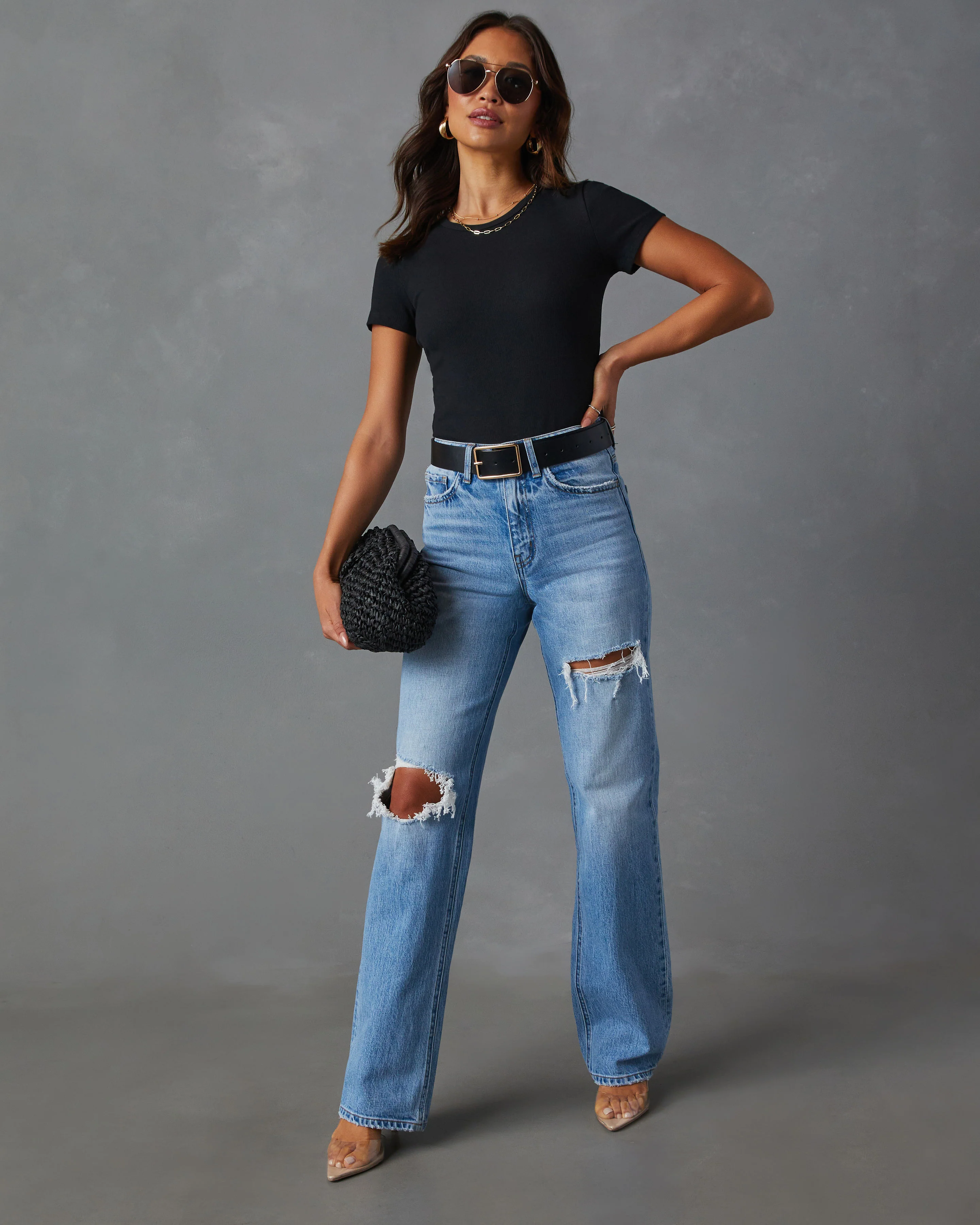 Sequoia Stretch High Rise Straight Leg Distressed Jeans - Image 2