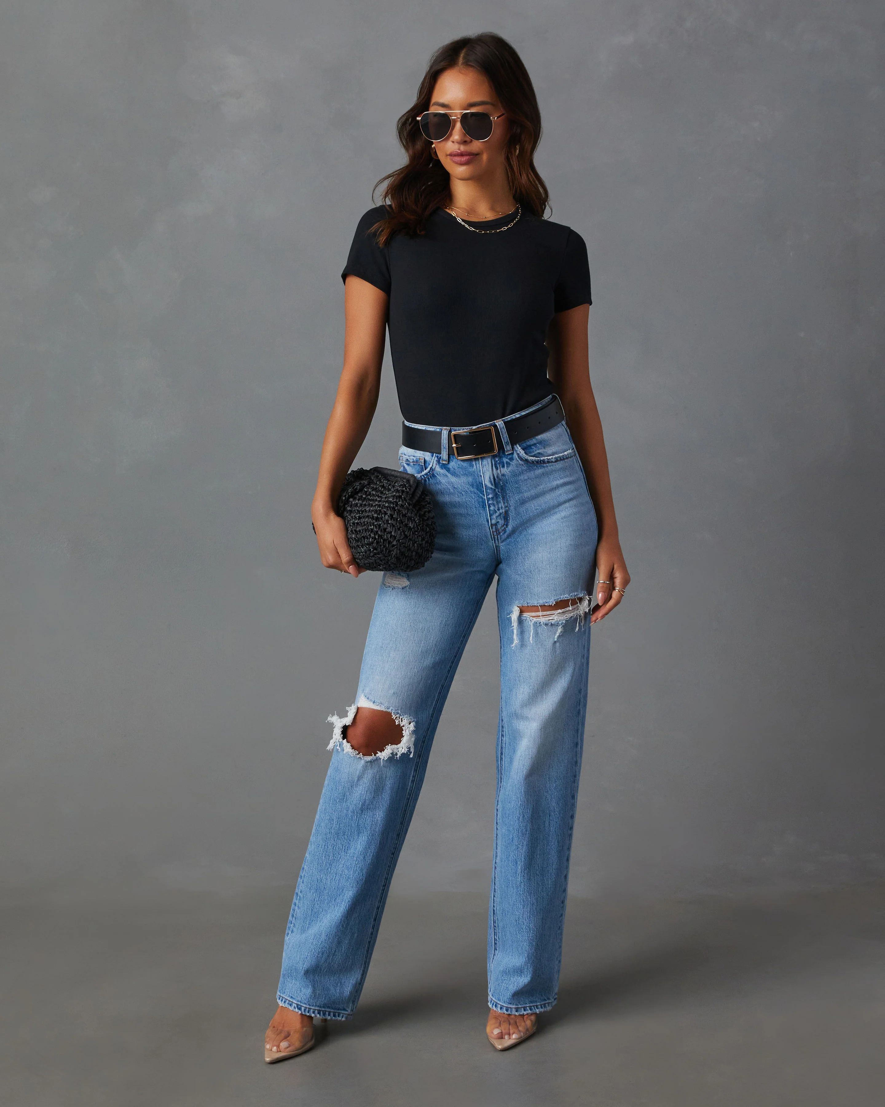 Sequoia Stretch High Rise Straight Leg Distressed Jeans - Image 5