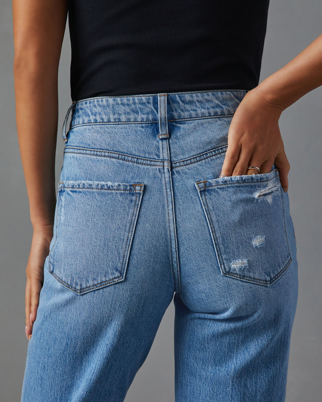 Sequoia Stretch High Rise Straight Leg Distressed Jeans - Image 6