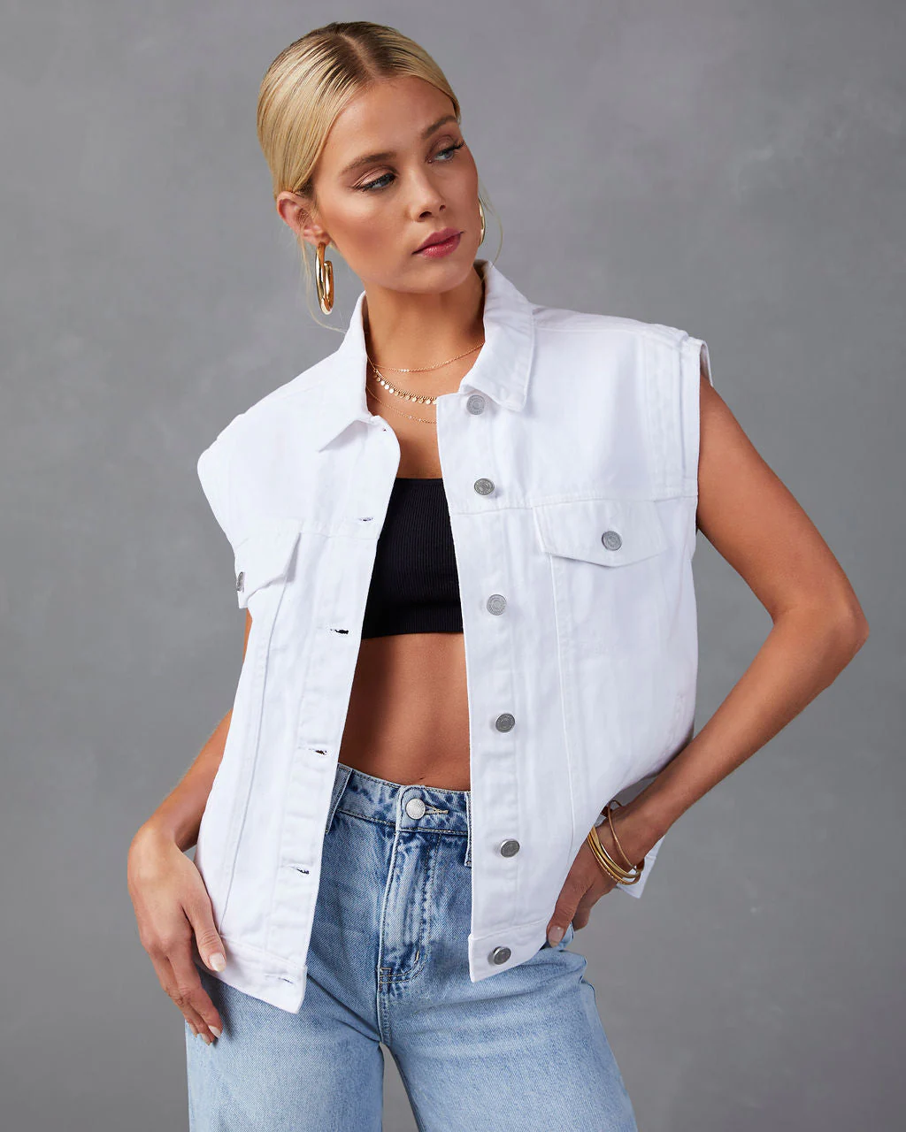 Serai Pocketed Denim Vest - Image 3
