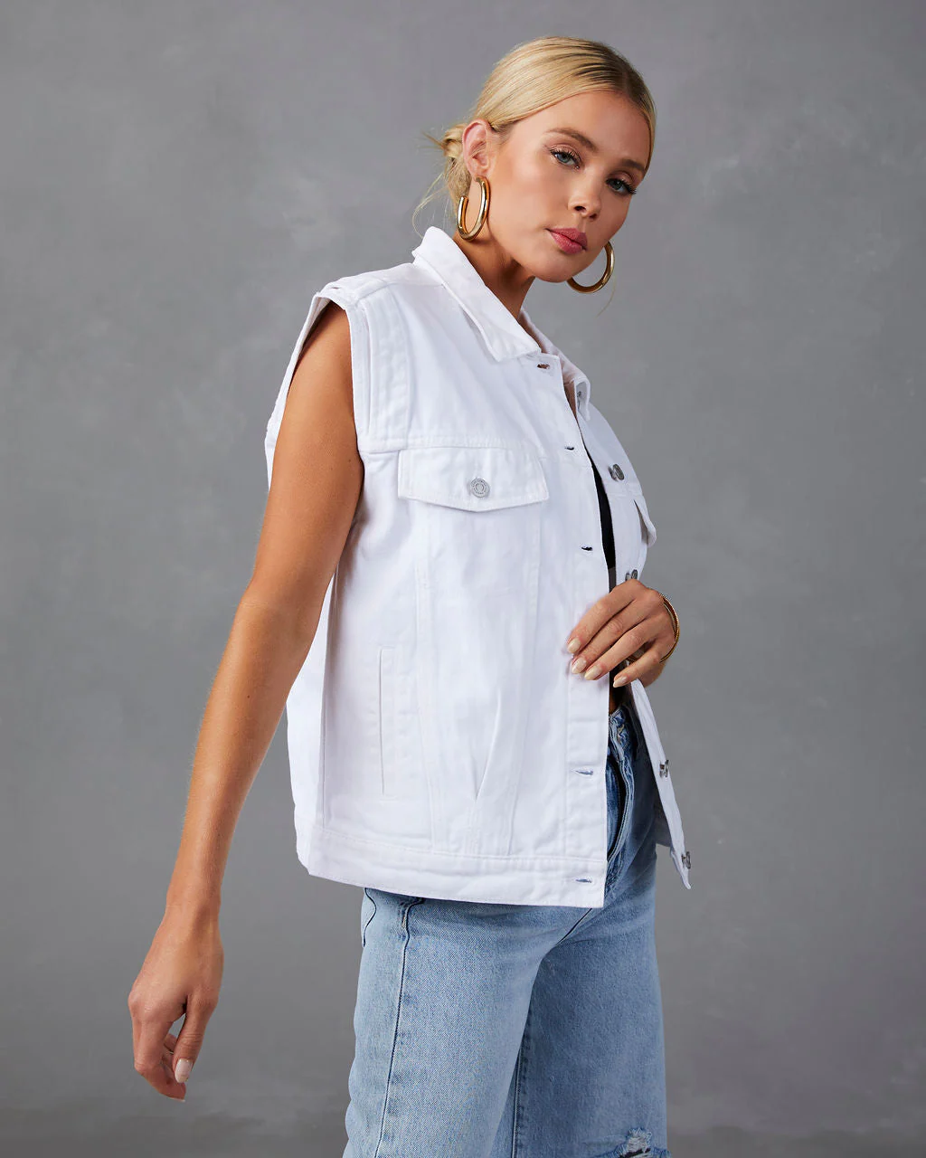 Serai Pocketed Denim Vest - Image 4