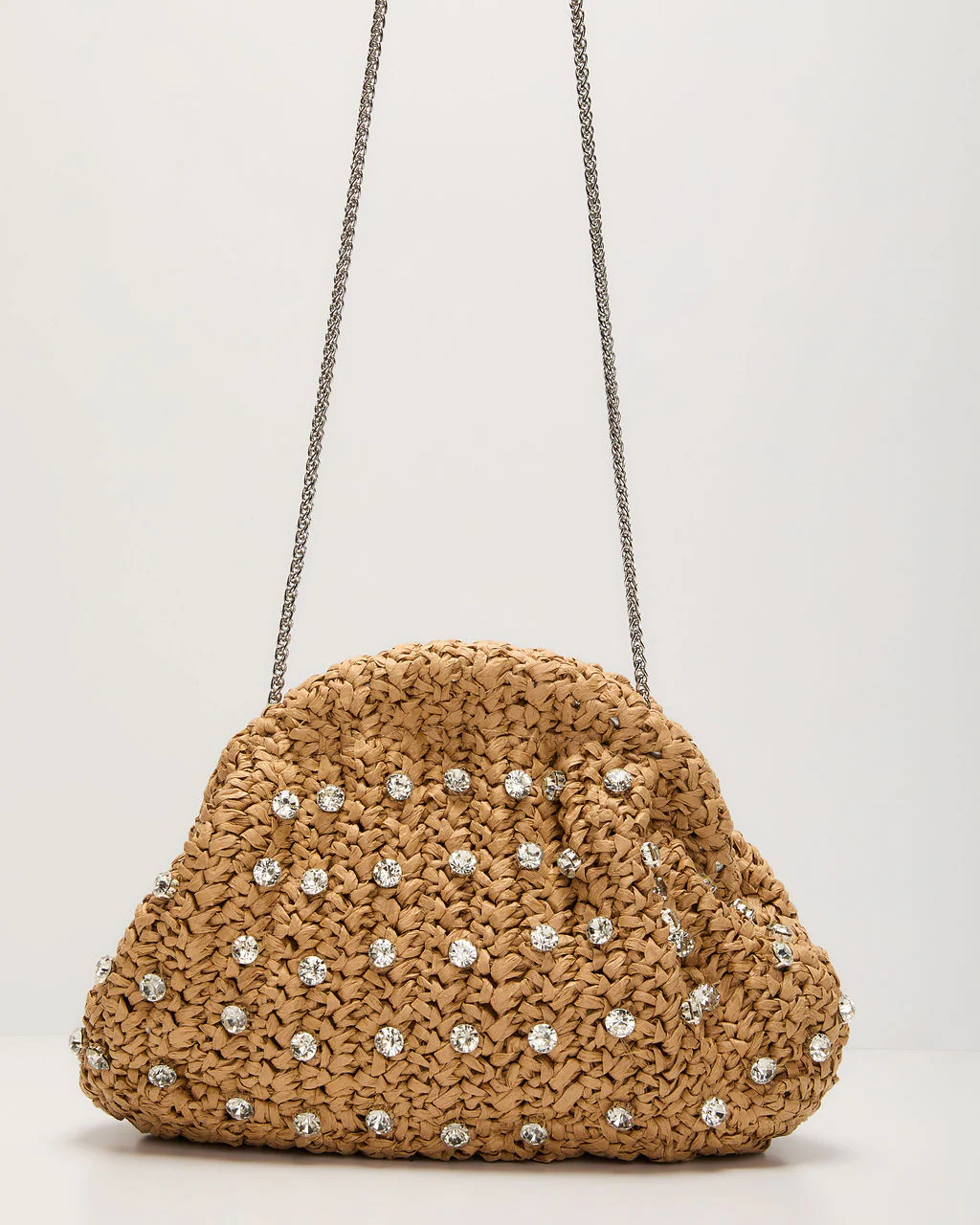 Seraphine Rhinestone Embellished Straw Clutch - Image 2