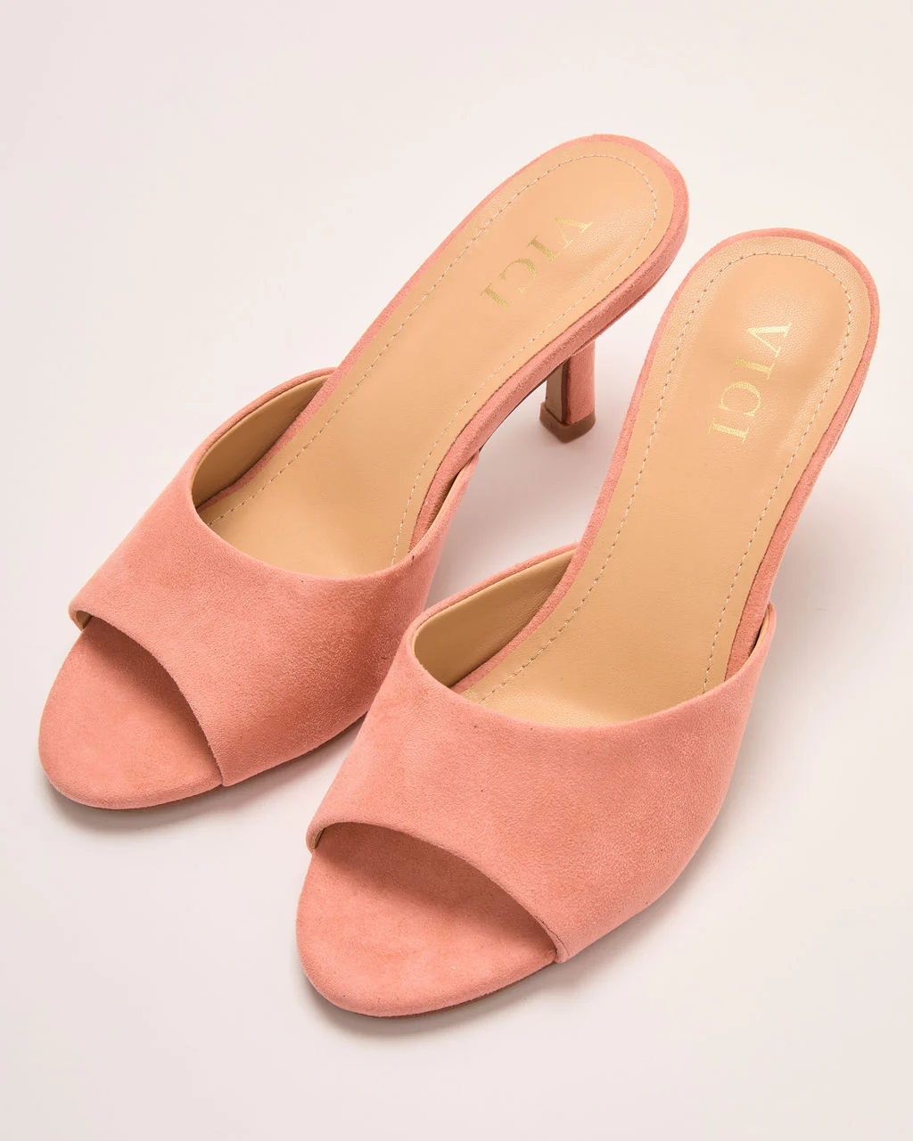 Serelle Faux Suede Heeled Peep Toe Mules - Image 2