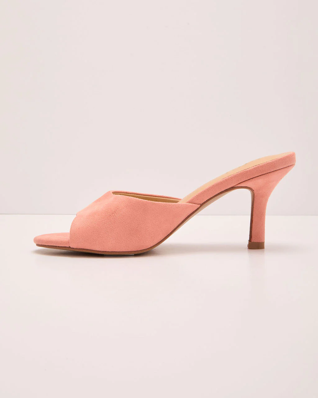 Serelle Faux Suede Heeled Peep Toe Mules - Image 3