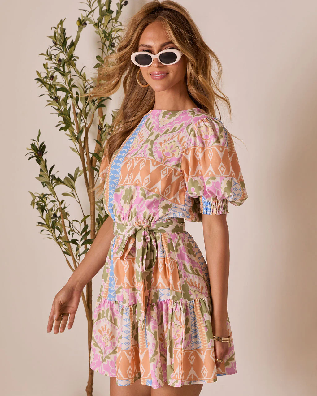 Shailene Puff Sleeve Tiered Mini Dress - Image 9