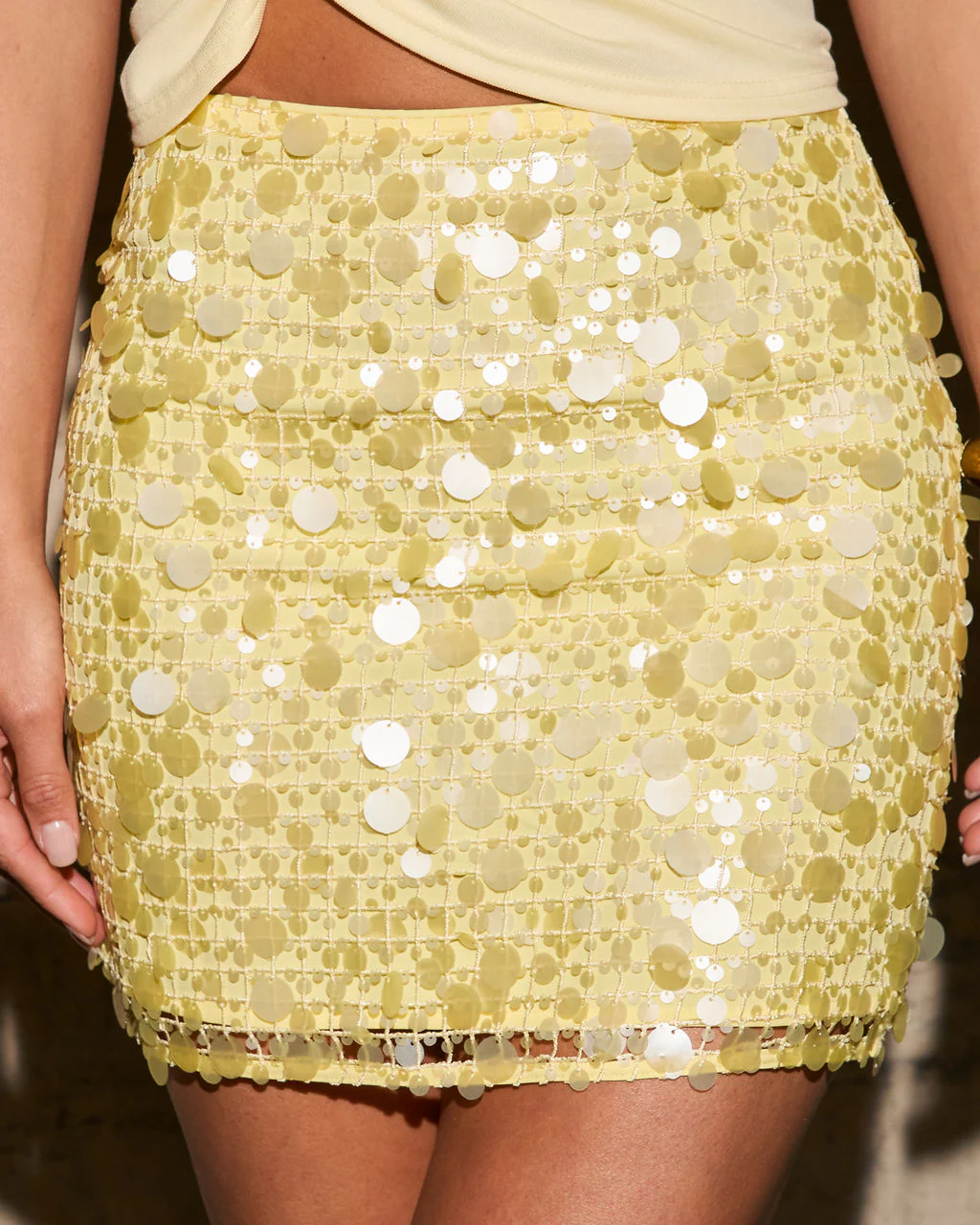 Party Whisper Open Knit Sequin Mini Skirt - Image 6