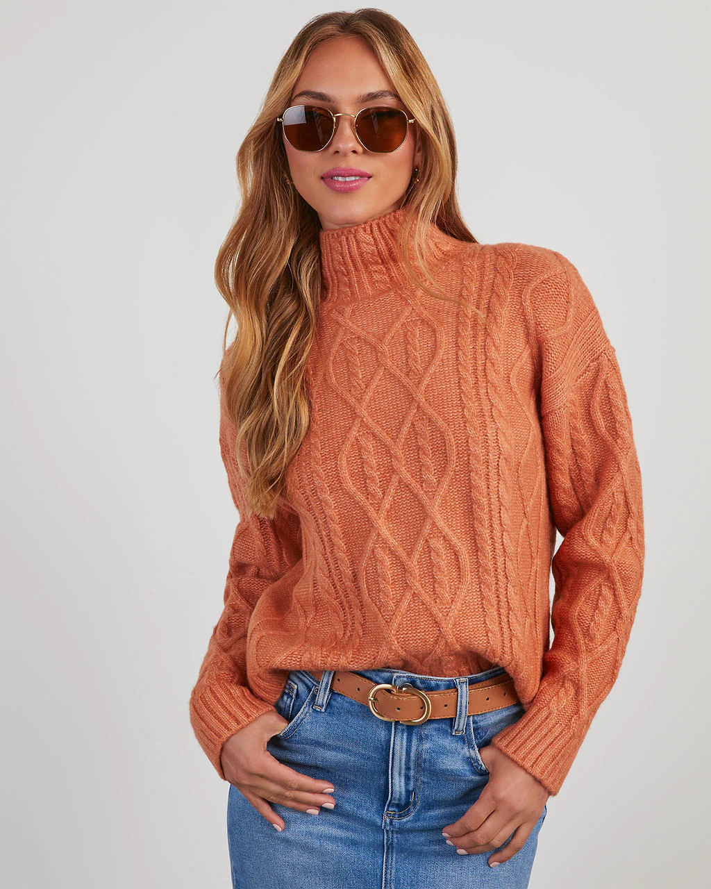Sheila Cable Knit Turtleneck Sweater - Image 12