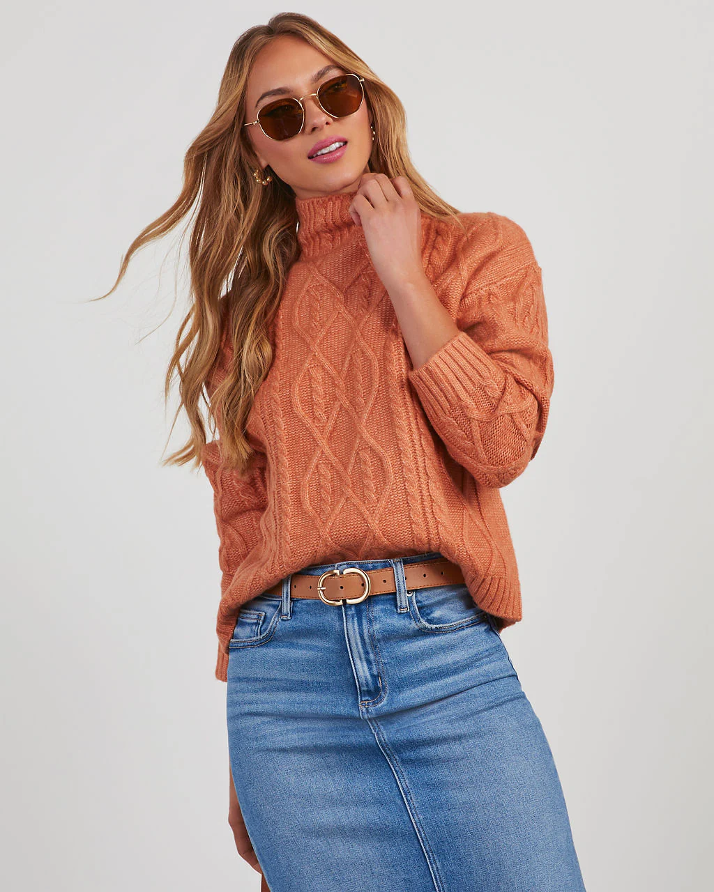 Sheila Cable Knit Turtleneck Sweater - Image 7