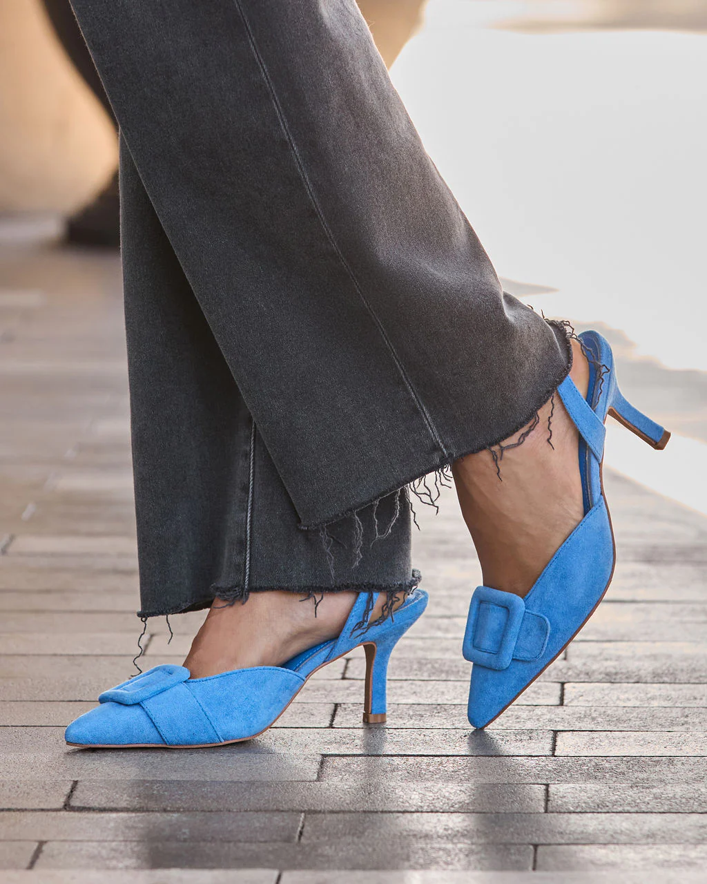 Shelbey Suede Buckle Slingback Heels - Image 10